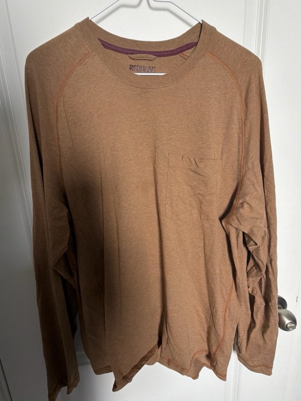 RedHead Men’s Long Sleeve Pocket Tee — Tan Brown
